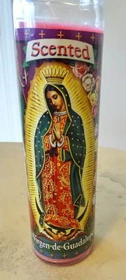Vela de cristal Madre María Virgen de Guadalupe 8" x 2" Foto 1 de 3