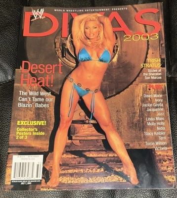 WWE Divas Magazine July 2003 Trish Stratus Cover With Posters Desert Heat - Image 1 of 4