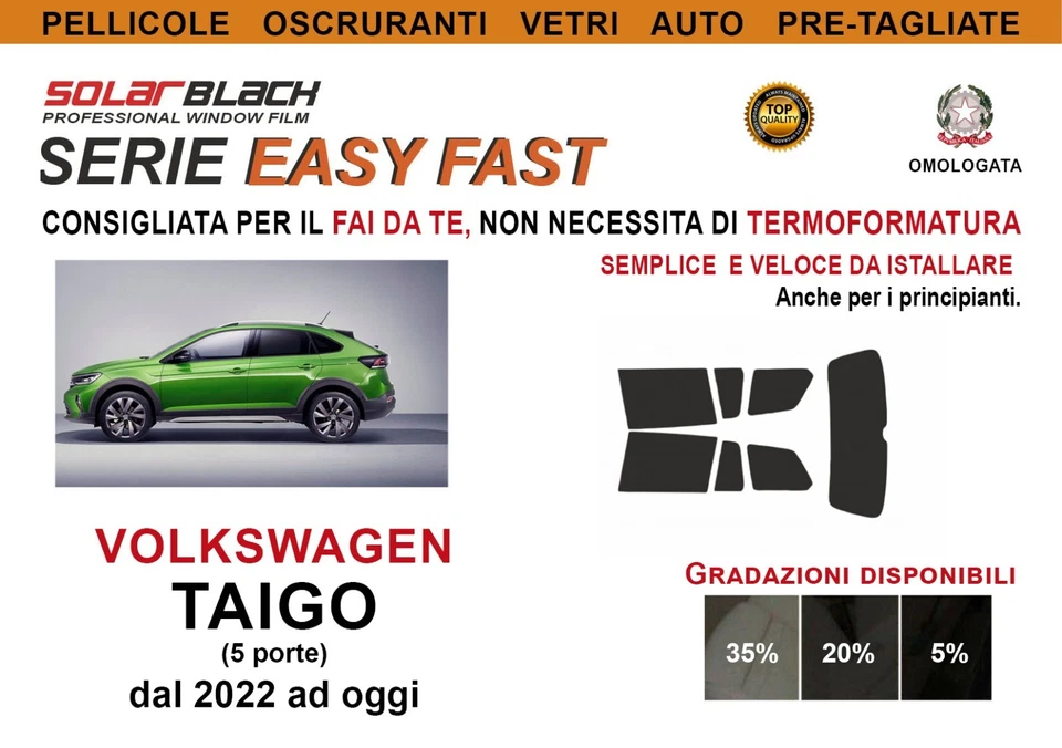 Pellicole Oscuranti Vetri Pre Tagliate VW TAIGO 5p 2022... Kit POSTERIORE EF - Image 1 of 1