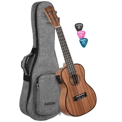 Cascha HH2035E Premium caoba concierto ukelele set con pastilla