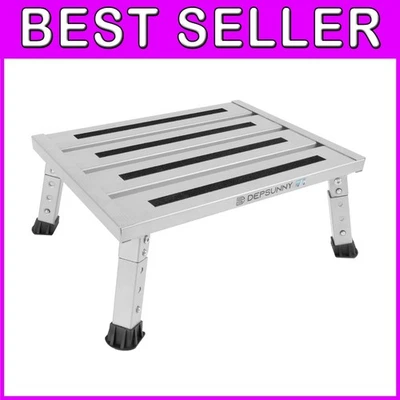 Stable Foldable Aluminum RV Step with Non-Slip Rubber Feet - Easy Carry Design - Image 1 of 4