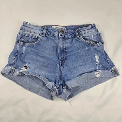 Pantalones Cortos de Playa Zara Denim Desgastados Dobladillo Puño Azul Lavado Talla 6 Verano Foto 1 de 4