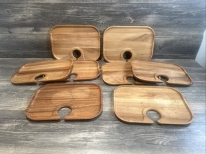 Set Of 8 Ironwood Gourmet Canape Tray 10" Acacia Wood Great Condition - Picture 1 of 15