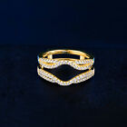Yellow Gold Sterling Silver Ring Enhancer Round Cz Wrap Guard Rings for Women