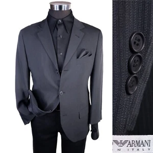 Emporio Armani Sport Coat Suit Jacket Blazer Sz 40XS Striped Charcoal Wool Blend - Picture 1 of 15