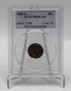 1991-S 10C PCGS PR68 CAM Proof Roosevelt Dime *Look* FREE SHIPPING - Picture 1 of 2