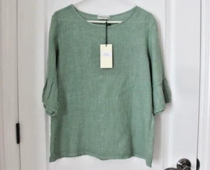 Terzo Millennio Damen Hemd MED Italian Made Leinen Kunstknopf hinten mintgrün - Bild 1 von 11