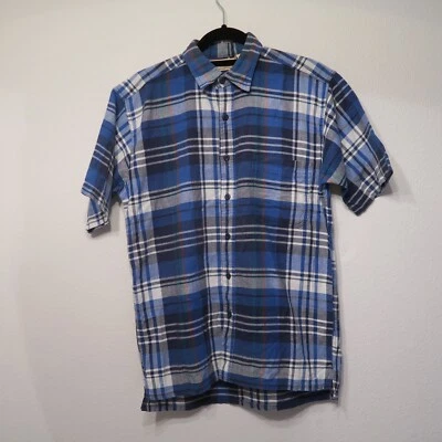 Vintage LL Bean Cool Weave Button Up Shirt Mens Small Plaid Short Sleeve USA - Image 1 of 4
