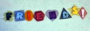 FRIENDS! - Colorful Buttons on Various Shapes - Spells FRIENDS! - Picture 1 of 2