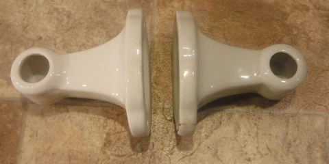 Vintage 40s 1950s Porcelain Towel Bar Holders Fixtures Bathroom White/Off-White Cover