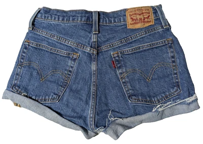 Pantalones Cortos de Jean LEVIS 501 Rojo Pestaña Corte Botón-Vuela Elastizados Azul - Mujeres 27 Foto 1 de 4