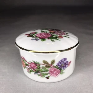 Vintage Aynsley Bone China Rose Garten Schmuck Box Pillenring Box - Bild 1 von 12
