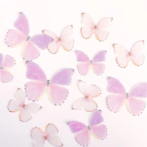 Edible Pre-Cut Wafer Butterfly - Pastel Peach and Purple Wafer Butterfly - Foto 1 di 2