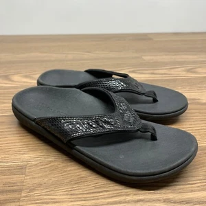 Spenco Women's Yumi Sandal Black Snake Thong Flip Flop Size 7 - Picture 1 of 12