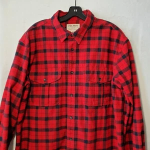 Camicia CC Filson uomo XL a quadretti rosso resistente flanella abbottonata - Foto 1 di 12