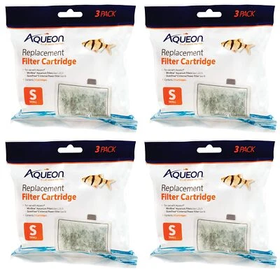 Aqueon 4 Pack of MiniBow Replacement Filter Cartridges, 3 Small Cartridges Each
