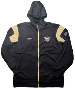 REEBOK NHL CENTER ICE COLLECTION Men Size XL Black Full Zip L/S Hooded Jacket