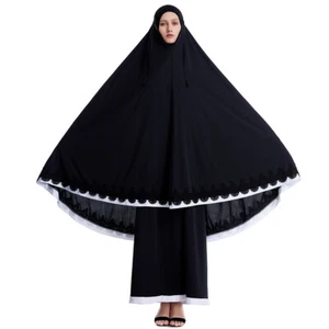 Two Piece Women Overhead Kaftan Long Skirt Set Muslim Prayer Dress Ramadan Burqa - Picture 1 of 38