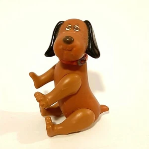 Vintage Pfund Welpe dunkelbraun PVC Spielzeug Hund 80er Tonka beweglicher Kuchen Topper  - Bild 1 von 6
