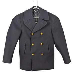 Vtg 50s 60s US Navy Military Peacoat Wool Jacket Brass Eagle Buttons Men's Sz 36 - Picture 1 of 13