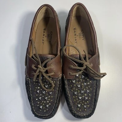Mocasines Ariat Gypsy Soule Rockin Gitanos Tachonados Para Mujer 7.5 Cuero Denim Marrón Foto 1 de 4