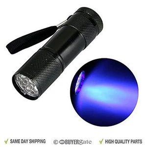 Aluminium UV Ultra Violet 9 LED Blacklight AAA Flashlight Torch Light Lamp UK - Picture 1 of 7