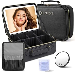 Reise Kosmetiktasche mit LED Spiegel - 3 Farbmodi, Tragbarer Kosmetik Organizer - Bild 1 von 9