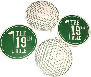 19th HOLE Golf 4 Coasters Buxton Holiday Gift Set Ceramic Cork Base - Picture 1 of 6