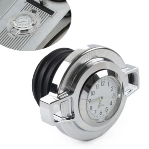 Chrome Fuel Gas Tank Oil Cap Cover W/Clock For Harley Sportster 883 Softail Dyna - Picture 1 of 6