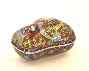 Vintage Cloisonne Box with Flowers & Butterfly Design. Beautiful Shape & Design - Picture 1 of 4