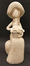 Ceramic/Pottery Seated Girl with Large Hat and Basket of Flowers