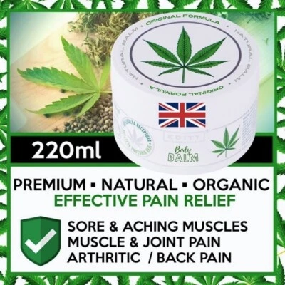 EDITT COSMETICS Natural Nerve Pain Relief Hemp Cream Balm Neuropathy Organic Max Strength 220ml