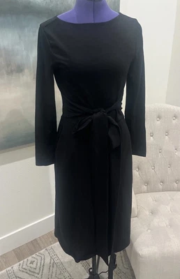 Pact Long Sleeve Women’s Black Tie Waist Dress Size Small Organic Cotton NWOT - Image 1 of 4
