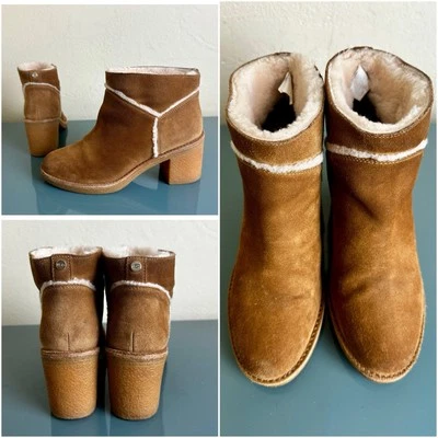 Botín UGG W’s Kasen Marrón Castaño Gamuza Borde Oveja Anthropologie EE. UU. 7 Foto 1 de 4