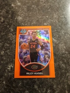 2024 Bowman Chrome University Riley Kugel Throwback Orange Refractor # 10/25 - Picture 1 of 2