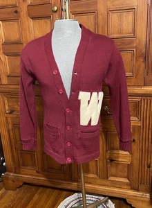 VTG 50s Wool Letterman Stadium Shaker Sweater Co Wentworth Military Academy - Picture 1 of 12