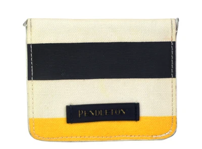 Pendleton BLACK WHITE RED YELLOW COATED CANVAS ID CARD BILL HOLDER BIFOLD WALLET - Image 1 of 4