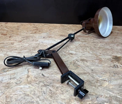 Vintage Schreibtisch Lampe Bürolampe Architektenlampe DDR Gelenkarm braun 70er - Bild 1 von 4