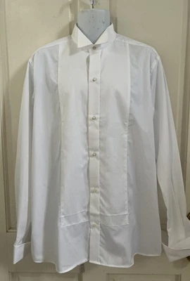 ETON NWT! White SAVOY Tuxedo Shirt w/ Wing Collar Bib Front French Cuffs 43 17 - Image 1 of 4