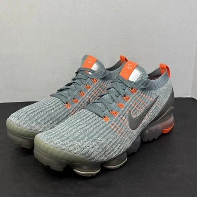 Nike Air VaporMax Flyknit 3 Shoes Mens Size 10 Gray Orange Running AJ6900-003 - Image 1 of 4