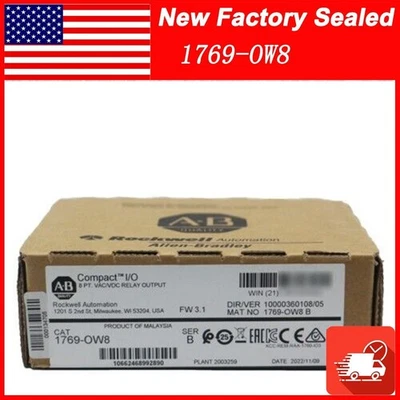 AB 1769 OW8 Ser B CompactLogix Relay Output Module 1769-OW8 New Factory Sealed - Image 1 of 3