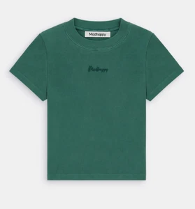 MadHappy Green Cotton Ribbed Crew Neck Short Sleeve Cropped T-Shirt Size Small - Picture 1 of 8