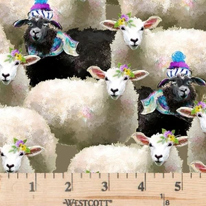 Back to the Farm Sheep 23048-GRY 3 Wishes 100% Cotton Fabric By half yard - Picture 1 of 2