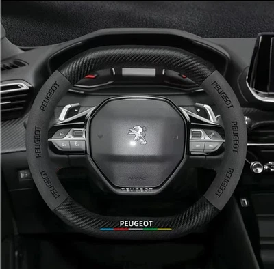 Cubierta volante 15" fibra carbono + cuero PU X1 para PEUGEOT 2008 3008 307 308 Foto 1 de 4