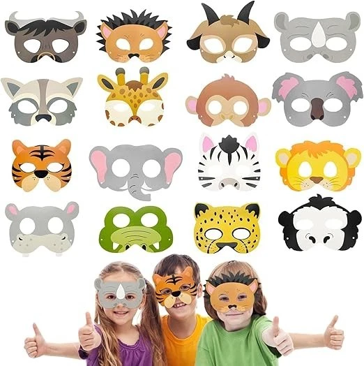 16 máscaras de animales de la selva para niños, disfraz, cosplay, fiesta Foto 1 de 4