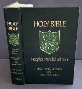 Holy Bible People's Parallel Edition KJV & Living Bible 7th Print'g 1985 HC READ - Picture 1 of 24