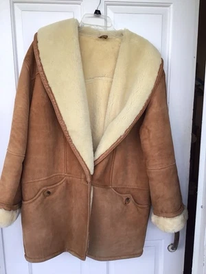 hugo buscati Miland Men’s Genuine Lamb Shearling & Brown Suede Size M. HOLE!!! - Image 1 of 4