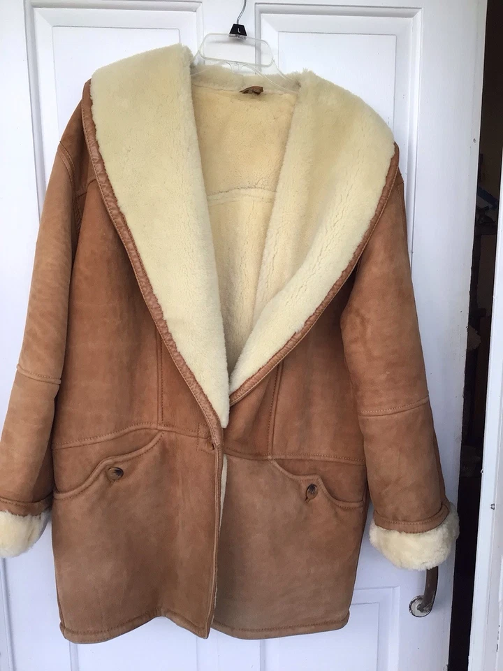 hugo buscati Miland Men’s Genuine Lamb Shearling & Brown Suede Size M. HOLE!!! - Image 1 of 4