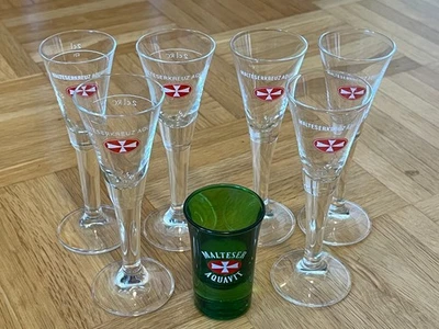 7 Malteserkreuz Aquavit Gläser, 2 cl - Bild 1 von 4