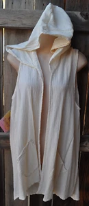 WEARABLE ART "OH MY" COTTONWAYS KAPUZENWESTE GAZE TUNIKA IN ELFENBEIN, OSFM, NEU MIT ETIKETT - Bild 1 von 4